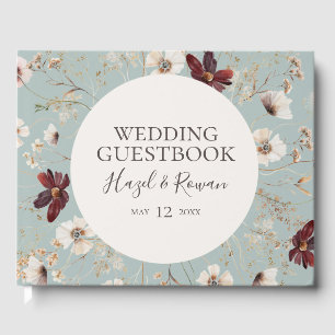Livre D'or Fleur sauvage de Cuivre Bourgogne Mariage Turquo