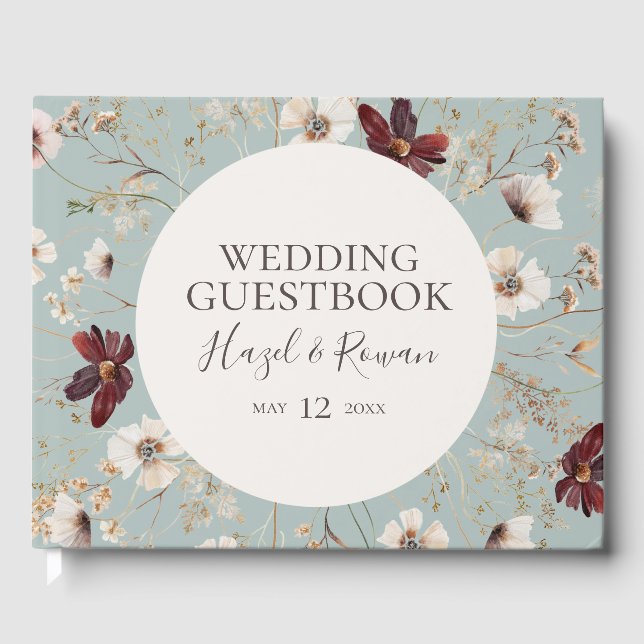 Livre D'or Fleur sauvage de Cuivre Bourgogne | Mariage Turquo (Recto)