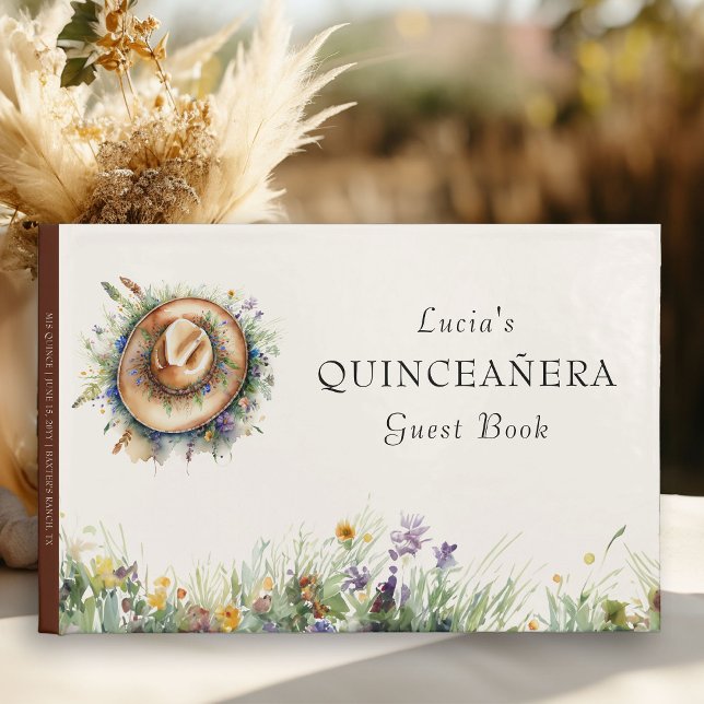 Livre D'or Fleur sauvage floral rustique Cowgirl Casquette Qu (Guest Book from my Wildflower Cowgirl Hat Quinceanera Collection
)
