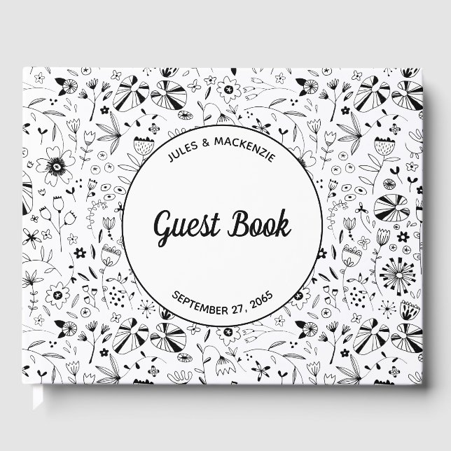 Livre D'or Fleur sauvage Monochrome Mariage moderne (Recto)