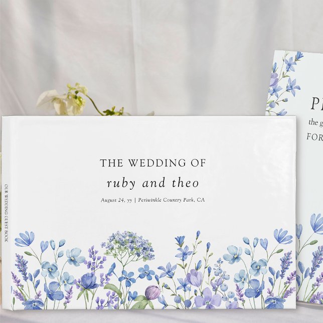 Livre D'or Fleur sauvage périphérique Élégant Mariage floral (Wedding Guest Book from my Lilac + Periwinkle Wildflower Wedding Collection)