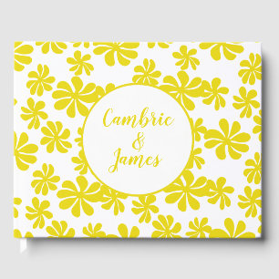 Livre D'or Fleurs à boulettes jaunes avec couleur arrière - p