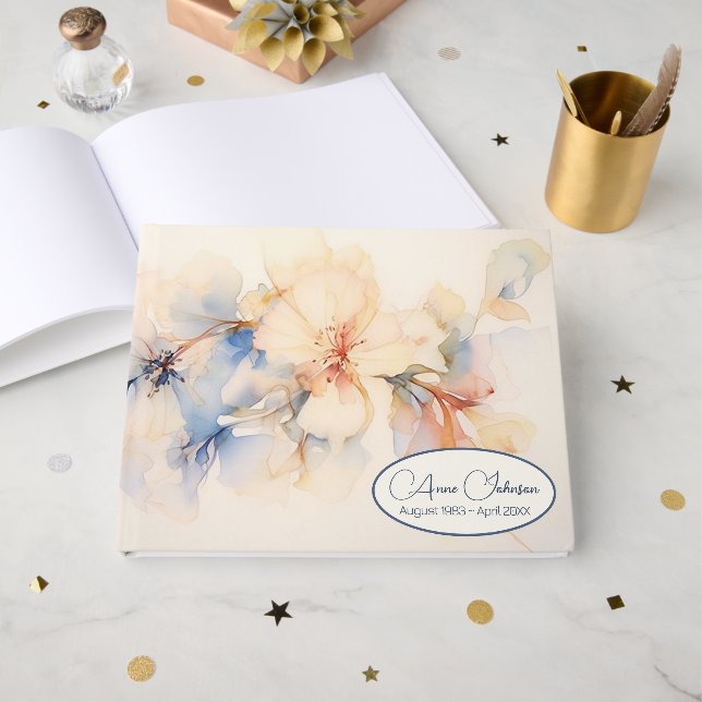 Livre D'or Fleurs Abstraites de bois de chien douces (Recto ouvert)