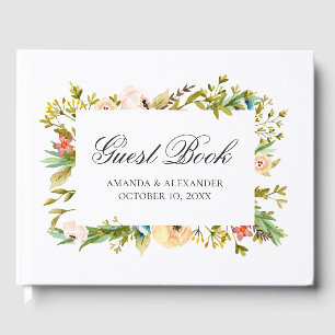 Livre D'or Fleurs aquarelles. Peach mariage. Botanique