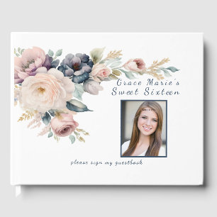 Livre D'or Fleurs aquarelles Sweet Sixteen / Bat Mitzvah