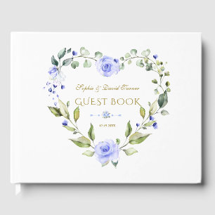 Livre D'or Fleurs bleues délicates Mariage bleu marine