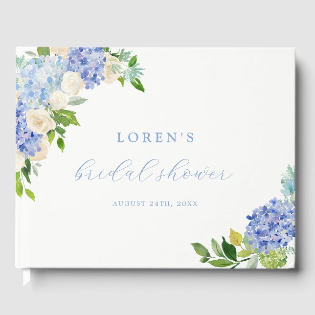 Livre D'or Fleurs bleues Fête des mariées Hydrangea (Recto)