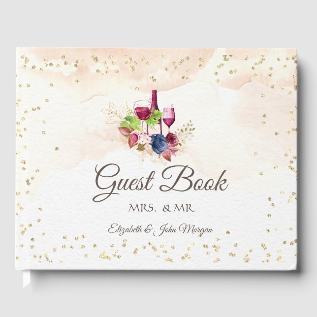 Livre D'or Fleurs Bourgogne Vin Dégustation Aquarelle Mariage (Recto)