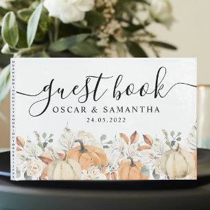 Livre D'or Fleurs d'aquarelle tendance et Citrouille automne