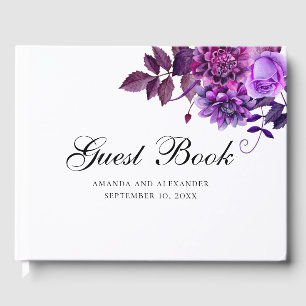 Livre D'or Fleurs d'aquarelle violet. Mariage floral Lilac