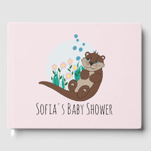 Livre D'or Fleurs de dessin en loutre mignonne et Baby shower