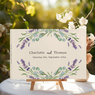 Livre D'or Fleurs de lavande eucalyptus sable beige mariage
