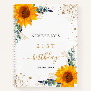 Livre d'or fleurs de soleil d'anniversaire eucalyp