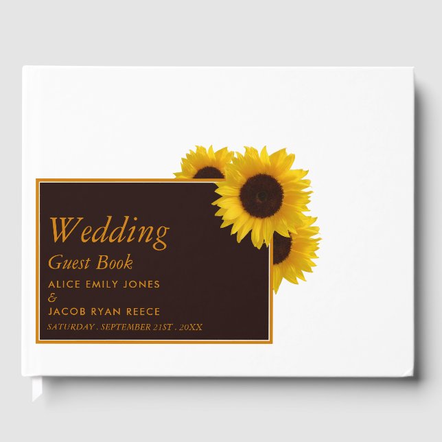 Livre D'or Fleurs de soleil rustiques - Mariage floral (Recto)