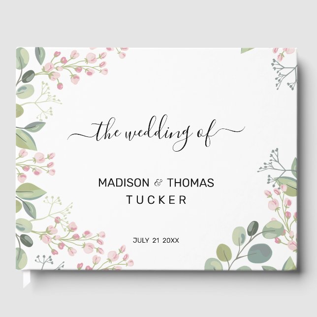 Livre D'or Fleurs Délicates Et Feuilles Eucalyptus (Recto)