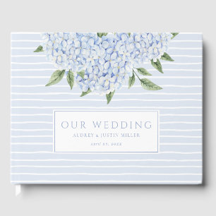 Livre D'or Fleurs d'hortensia bleu aquarelle Mariage personna