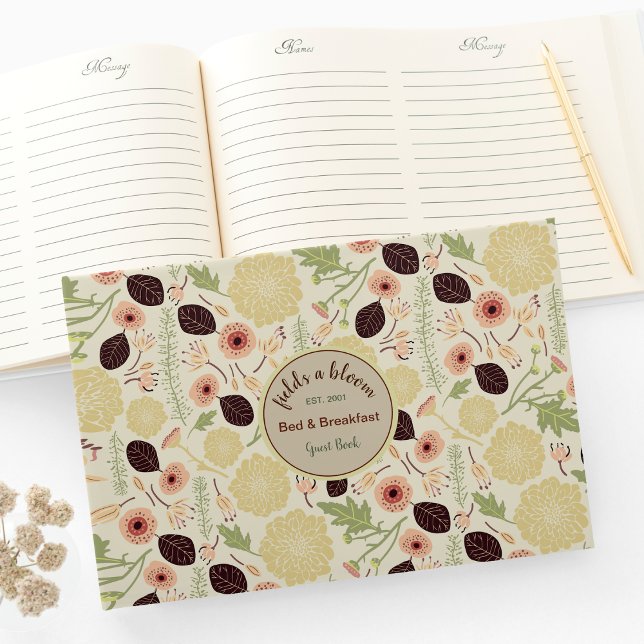 Livre D'or Fleurs Feuille Location de vacances Chambres d'hôt (Flowers Leaves Vacation Rental Bed & Breakfast Guest Book from Jenn Steffen for Studio Posies.)