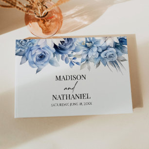 Livre D'or Fleurs Florales Bleues Dusty Jardin Mariage