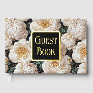 Livre D'or fleurs florales roses motif or ivoire véritable fe