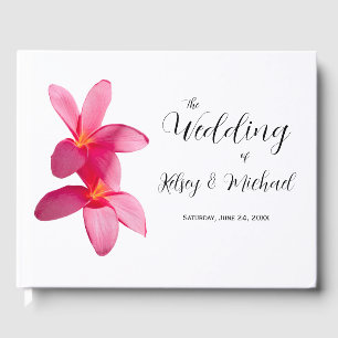 Livre D'or Fleurs Plumeria rose, Tropical, Mariage Floral