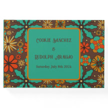 Fleurs Rétro Marron Turquoise Rouge floral groovy