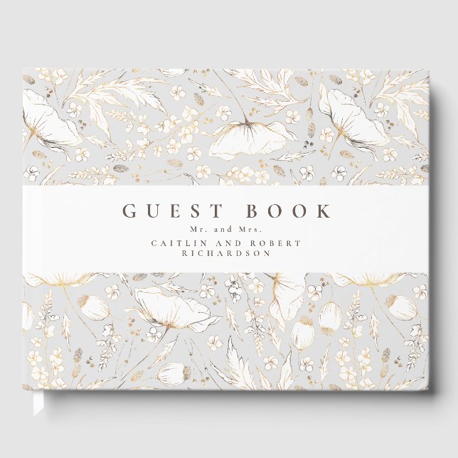 Livre D'or Fleurs sauvages dessinés à la main Élégant Mariage (Recto)