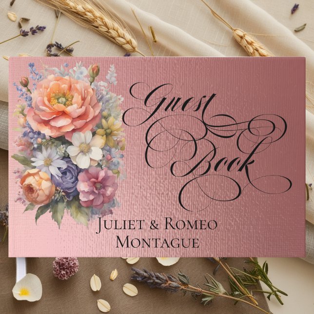 Livre D'or Fleurs sauvages & Monogram - Or rose (Créateur téléchargé)