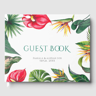 Livre D'or Fleurs tropicales et mariage Feuille élégant