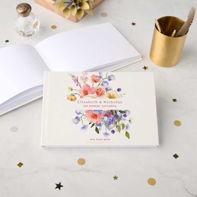 Livre D'or Flirt Floral Meadow | Mariage d'été (Recto ouvert)