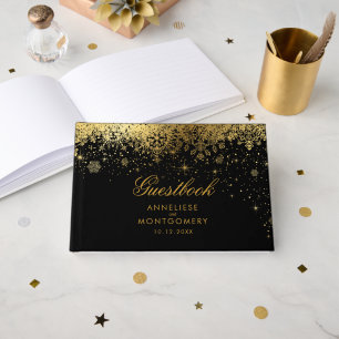 Livre D'or Flocons de neige élégants de noir et d'or