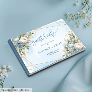 Livre d'or floral bleu bleu azur intemporel