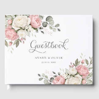 Livre D'or Floral Blush Pink Greenery Wedding Guestbook
