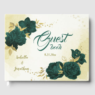Livre D'or Floral d'or vert émeraude
