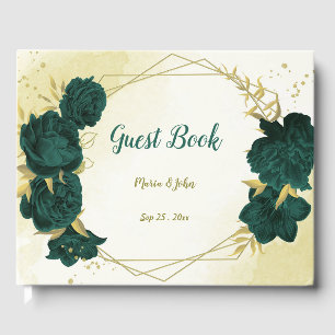 Livre D'or Floral d'or vert émeraude