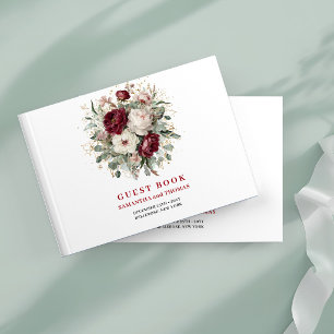 Livre d'or floral eucalyptus rouge profond de luxe