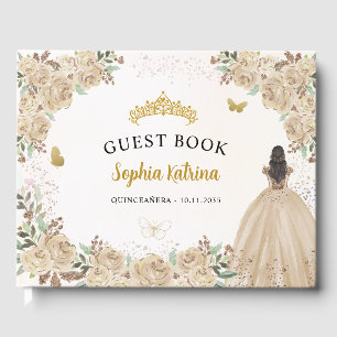 Livre D'or Floral Gold Parties scintillant Princess Quinceane