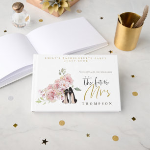 Livre D'or Floral Hen Party Futur Mme Nom Black Gold Script