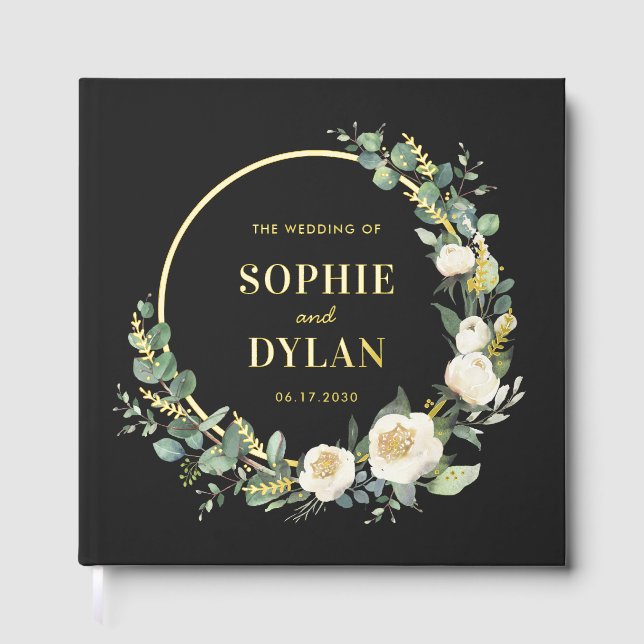 Livre D'or Floral Hoop Elégant mariage couleur modifiable (Recto)