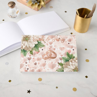Livre d'or floral or rose