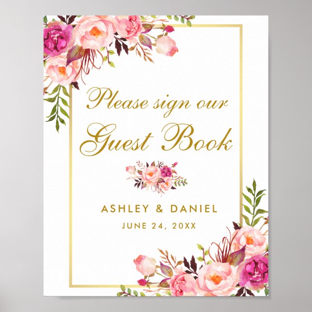 Livre d'or Floral Pink Blush Mariage (Devant)
