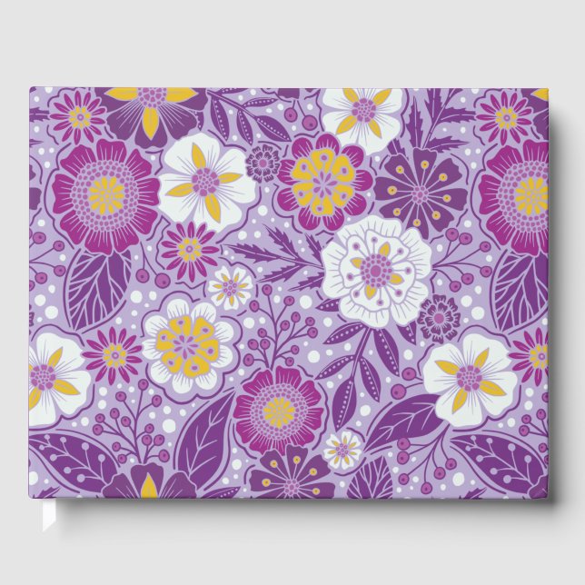 Livre D'or Floral pourpre, jaune et magenta (Recto)