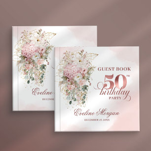 Livre d'or Floral Rose Gold pour 50e Anniversaire
