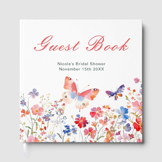 Livre D'or Floral Summer Butterfly Bridal Shower (Recto)