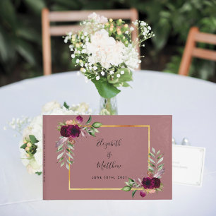 Livre D'or Floraux Bourgogne verdure cannelle rose mariage