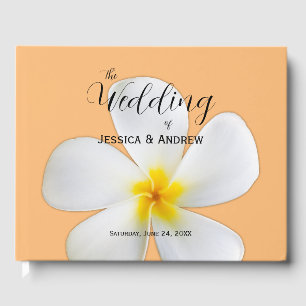 Livre D'or Flore tropicale, Plumeria blanche Orange, Mariage