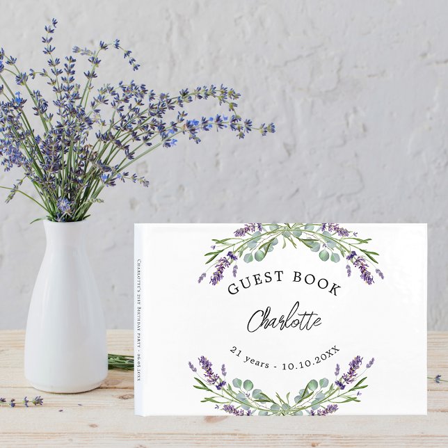 Livre D'or Flores de violette de lavande d'anniversaire eucal (Créateur téléchargé)