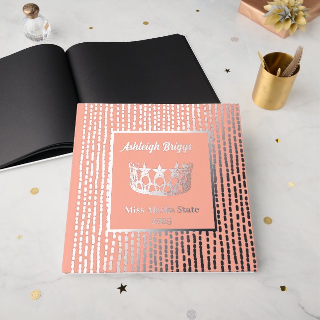 Livre D'or Foil Pageant Star Crown Photo Scrapbook avant text (Recto ouvert)