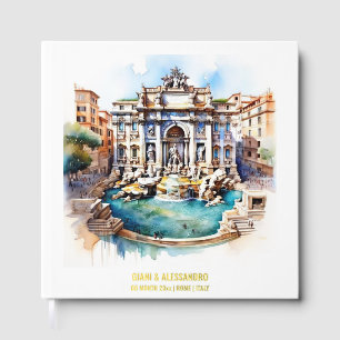 Livre D'or Foil Trevi Fontaine Rome Italie aquarelle événemen