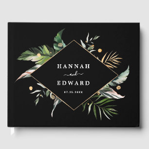 Livre D'or Foliage tropical sauvage Mariage noir