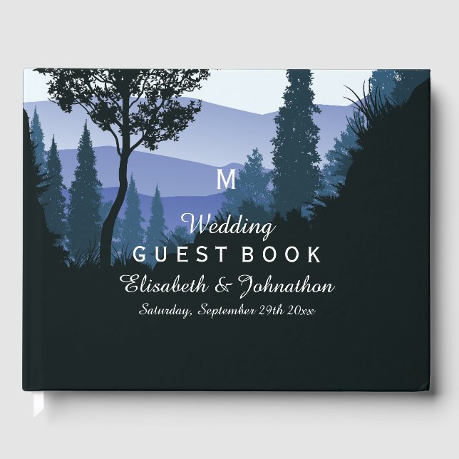 Livre D'or Forêt de bois bleu, Mariage rustique (Recto)